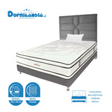 Combo Colchón Infinity Blanco y Gris Sencillo 100 X 190 Cm Firmeza Medio Firme Doble Faz Con Cabecero y Base Cama - COLCHONES | Bylmo