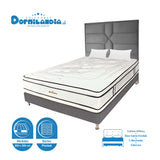 Combo Colchón Infinity Blanco y Gris King 200 X 200 Cm Firmeza Medio Firme Doble Faz Con Cabecero y Base Cama - COLCHONES | Bylmo