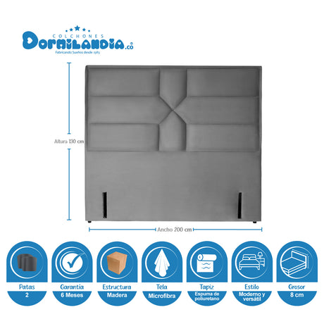Combo Colchón Infinity Blanco y Gris King 200 X 200 Cm Firmeza Medio Firme Doble Faz Con Cabecero y Base Cama - COLCHONES | Bylmo