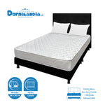 Combo Colchón Macizo Blanco Y Negro King 200 X 200 Cm Firmeza Firme Doble Faz Con Cabecero Y Base Cama