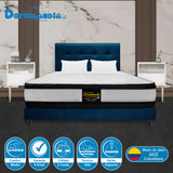 Combo Colchón Malta Blanco y Azul Semidoble 120 X 190 Cm Firmeza Firme Doble Faz Con Cabecero y Base Cama - COLCHONES | Bylmo