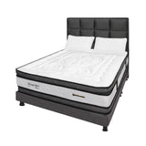 Combo Colchón Wonderful Blanco y Gris King 200 X 200 Cm Firmeza Medio Doble Faz Con Cabecero y Base Cama - COLCHONES | Bylmo