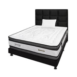 Combo Colchón Wonderful Blanco y Negro Sencillo 100 X 190 Cm Firmeza Medio Doble Faz Con Cabecero y Base Cama - COLCHONES | Bylmo