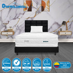 Combo Colchón Wonderful Blanco Y Negro Sencillo 100 X 190 Cm Firmeza Medio Doble Faz Con Cabecero Y Base Cama