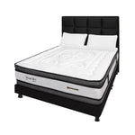 Combo Colchón Wonderful Blanco Y Negro King 200 X 200 Cm Firmeza Medio Doble Faz Con Cabecero Y Base Cama