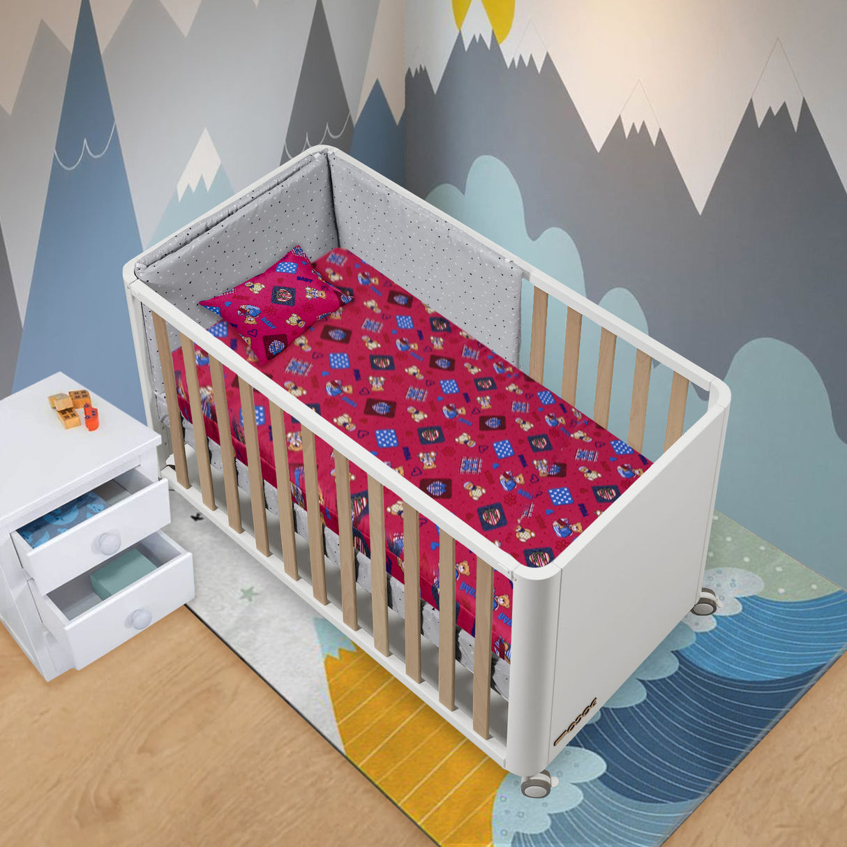 Colchoneta Osos Baby Rosa 70x130cm Para Bebés - COLCHONES | Bylmo