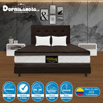 Combo Colchón Marshall Cafe Doble 140 X 190 Cm Firmeza Medio Doble Faz Con Cabecero Y Base Cama