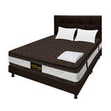 Combo Colchón Marshall Cafe Queen 160 X 190 Cm Firmeza Medio Doble Faz Con Cabecero y Base Cama - COLCHONES | Bylmo