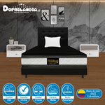 Combo Colchón Marshall Negro Sencillo 100 X 190 Cm Firmeza Medio Doble Faz Con Cabecero Y Base Cama