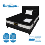 Combo Colchón Marshall Negro Sencillo 100 X 190 Cm Firmeza Medio Doble Faz Con Cabecero Y Base Cama