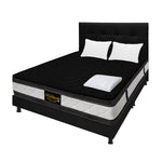 Combo Colchón Marshall Negro Semidoble 120 X 190 Cm Firmeza Medio Doble Faz Con Cabecero Y Base Cama