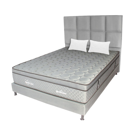 Combo Colchón Maxiflex Gris Doble 140 X 190 Cm Firmeza Suave Con Cabecero y Base Cama - COLCHONES | Bylmo