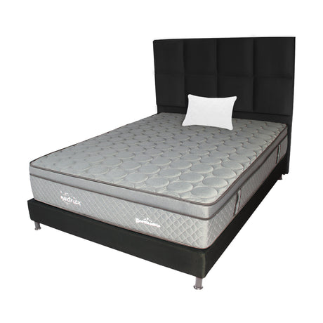 Combo Colchón Maxiflex Gris y Negro Sencillo 100 X 190 Cm Firmeza Suave Con Cabecero y Base Cama - COLCHONES | Bylmo