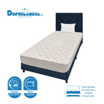 Combo Colchón Multisleep Blanco Y Azul Sencillo 100 X 190 Cm Firmeza Medio Doble Faz Con Cabecero Y Base Cama