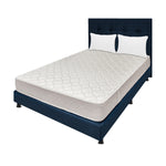 Combo Colchón Multisleep Blanco Y Azul Doble 140 X 190 Cm Firmeza Medio Doble Faz Con Cabecero Y Base Cama