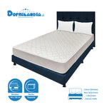 Combo Colchón Multisleep Blanco Y Azul Doble 140 X 190 Cm Firmeza Medio Doble Faz Con Cabecero Y Base Cama