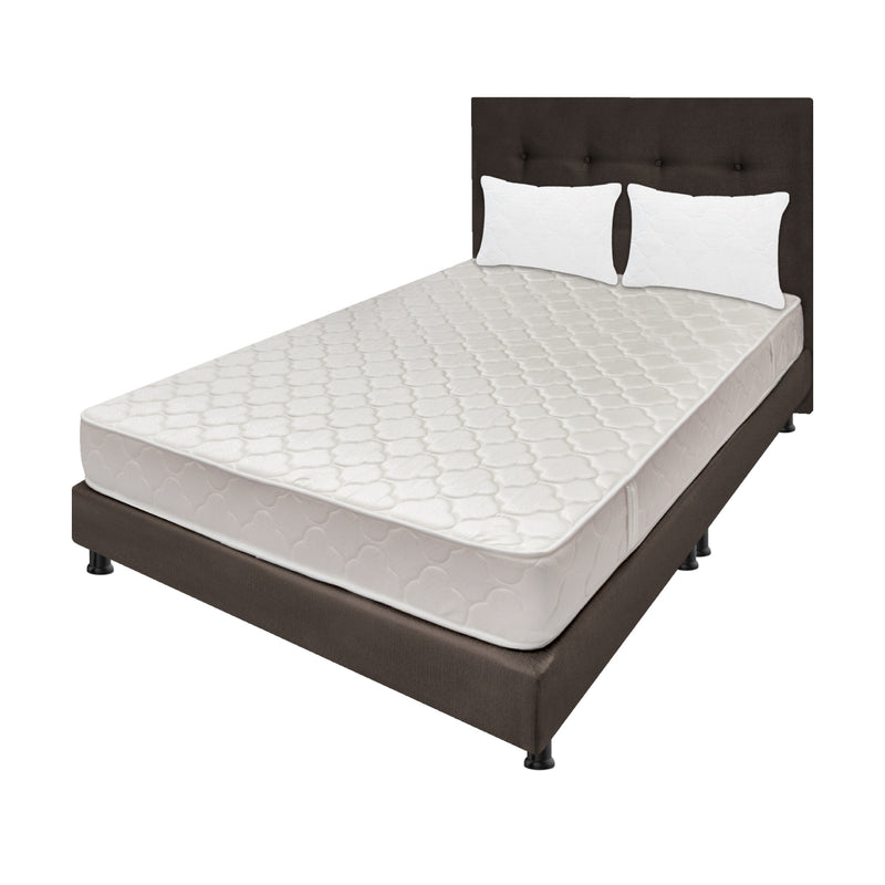 Combo Colchón Multisleep Blanco Y Cafe Semidoble 120 X 190 Cm Firmeza Medio Doble Faz Con Cabecero Y Base Cama