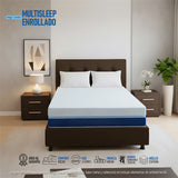 Combo Colchón Multisleep Blanco y Cafe Semidoble 120 X 190 Cm Firmeza Medio Doble Faz Con Cabecero y Base Cama - COLCHONES | Bylmo