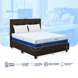 Combo Colchón Multisleep Blanco y Cafe Queen 160 X 190 Cm Firmeza Medio Doble Faz Con Cabecero y Base Cama - COLCHONES | Bylmo