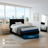 Combo Colchón Multisleep Blanco y Negro Sencillo 100 X 190 Cm Firmeza Medio Doble Faz Con Cabecero y Base Cama - COLCHONES | Bylmo