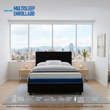 Combo Colchón Multisleep Blanco y Negro Sencillo 100 X 190 Cm Firmeza Medio Doble Faz Con Cabecero y Base Cama - COLCHONES | Bylmo