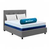 Combo Colchón Multisleep Blanco y Gris Doble 140 X 190 Cm Firmeza Medio Doble Faz Con Cabecero y Base Cama - COLCHONES | Bylmo