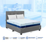 Combo Colchón Multisleep Blanco y Gris Doble 140 X 190 Cm Firmeza Medio Doble Faz Con Cabecero y Base Cama - COLCHONES | Bylmo