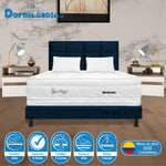 Combo Colchón Super Dream Blanco Y Azul Queen 160 X 190 Cm Firmeza Firme Doble Faz Con Cabecero Y Base Cama