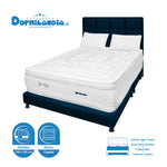 Combo Colchón Super Dream Blanco Y Azul Queen 160 X 190 Cm Firmeza Firme Doble Faz Con Cabecero Y Base Cama