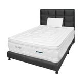 Combo Colchón Super Dream Blanco y Gris Sencillo 100 X 190 Cm Firmeza Firme Doble Faz Con Cabecero y Base Cama - COLCHONES | Bylmo