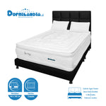 Combo Colchón Super Dream Blanco Y Negro Doble 140 X 190 Cm Firmeza Firme Doble Faz Con Cabecero Y Base Cama