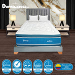 Combo Colchón Supra Azul Y Gris Queen 160 X 190 Cm Firmeza Medio Doble Faz Con Cabecero Y Base Cama