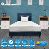 Combo Colchón Ultraflex Blanco y Azul Sencillo 100 X 190 Cm Firmeza Firme Doble Faz Con Cabecero y Base Cama - COLCHONES | Bylmo