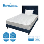 Combo Colchón Ultraflex Blanco Y Azul Sencillo 100 X 190 Cm Firmeza Firme Doble Faz Con Cabecero Y Base Cama