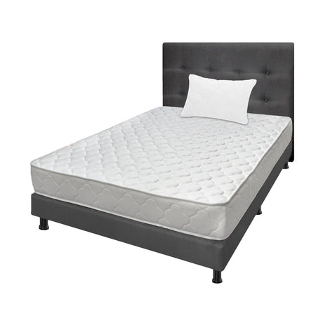 Combo Colchón Ultraflex Blanco y Gris Sencillo 100 X 190 Cm Firmeza Firme Doble Faz Con Cabecero y Base Cama - COLCHONES | Bylmo