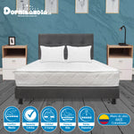 Combo Colchón Ultraflex Blanco Y Gris Doble 140 X 190 Cm Firmeza Firme Doble Faz Con Cabecero Y Base Cama