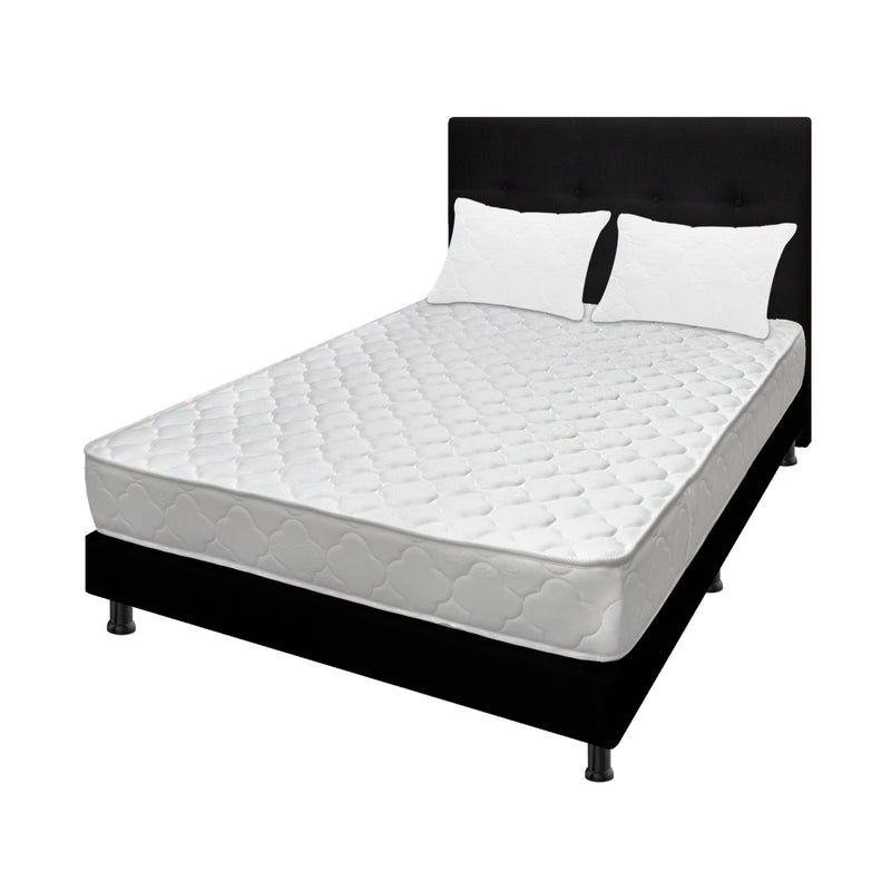 Combo Colchón Ultraflex Blanco Y Negro Doble 140 X 190 Cm Firmeza Firme Doble Faz Con Cabecero Y Base Cama