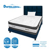 Combo Colchón Wonderful Blanco Y Azul Sencillo 100 X 190 Cm Firmeza Medio Doble Faz Con Cabecero Y Base Cama