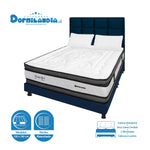 Combo Colchón Wonderful Blanco Y Azul Semidoble 120 X 190 Cm Firmeza Medio Doble Faz Con Cabecero Y Base Cama