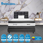 Combo Colchón Wonderful Blanco Y Gris Sencillo 100 X 190 Cm Firmeza Medio Doble Faz Con Cabecero Y Base Cama