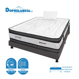 Combo Colchón Wonderful Blanco y Gris Sencillo 100 X 190 Cm Firmeza Medio Doble Faz Con Cabecero y Base Cama - COLCHONES | Bylmo