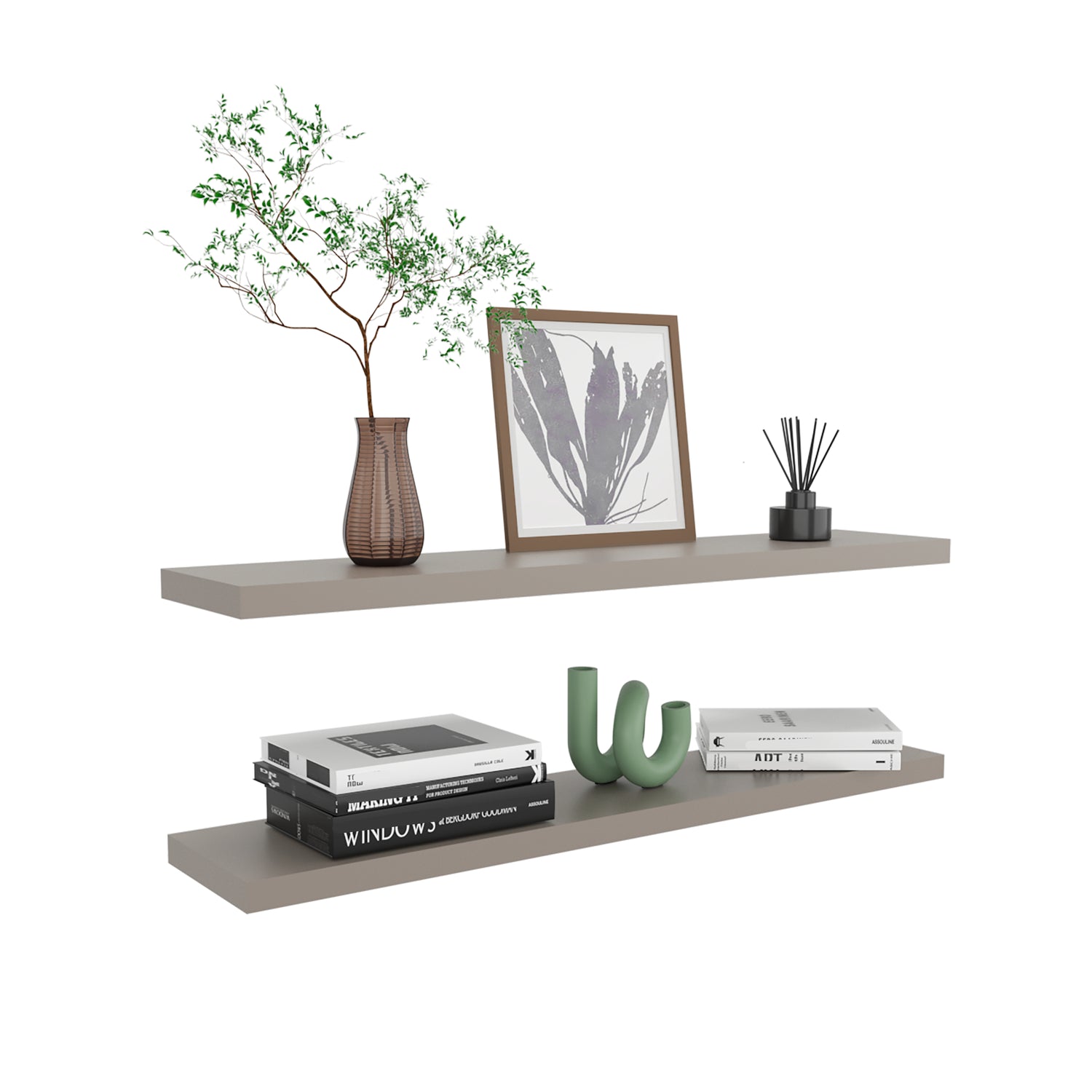 Set de 2 Repisas Taupe 120x3.8cm Rectangular Minimalista - REPISAS | Bylmo