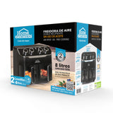 Freidora de Aire Negro 37.5x36cm De 8 Litros Con Cuatro Funciones Preconfiguradas y Dos Canastillas - FREIDORAS DE AIRE | Bylmo