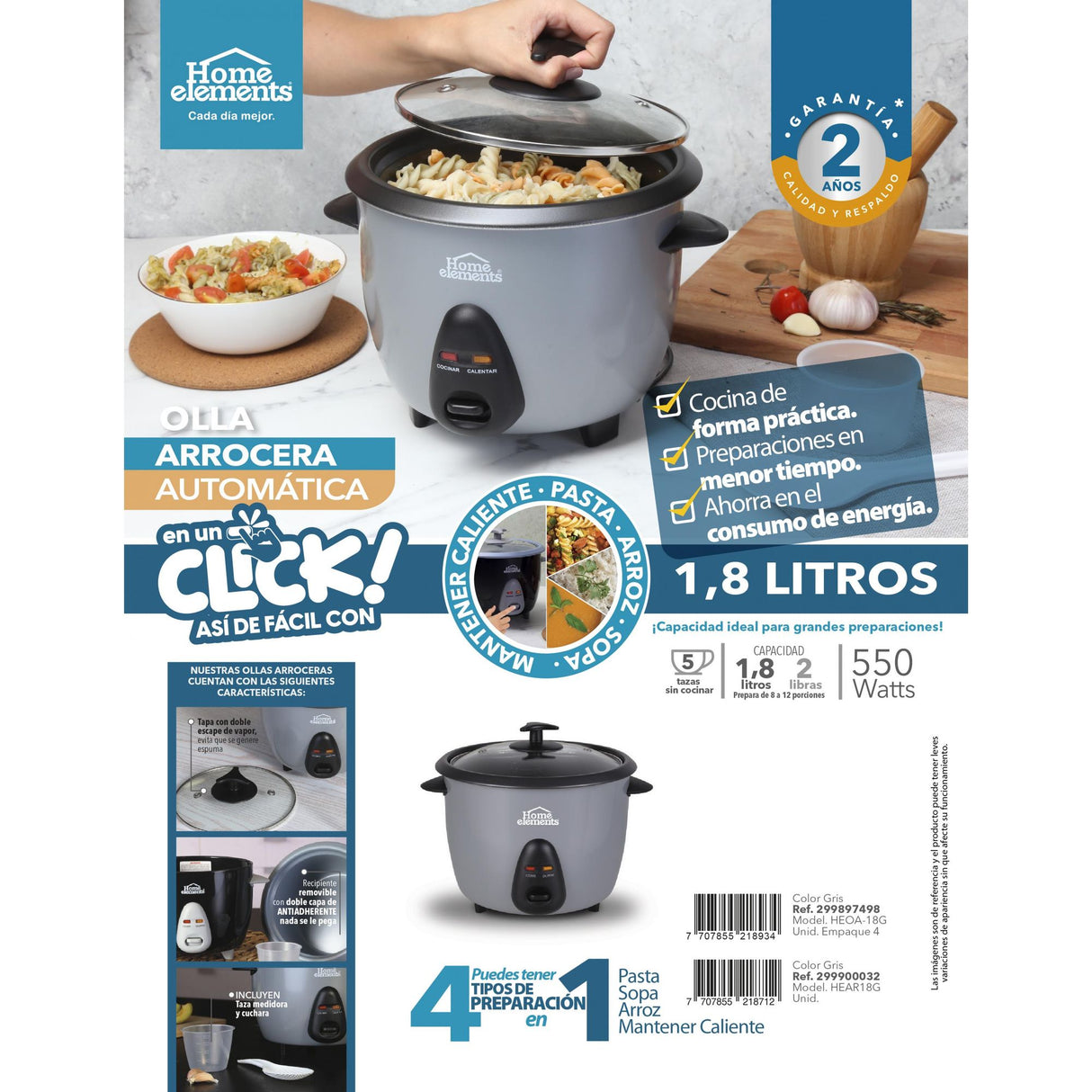 Olla Arrocera Gris 27.5x25cm De 1.8 Litros - OLLAS ARROCERAS | Bylmo