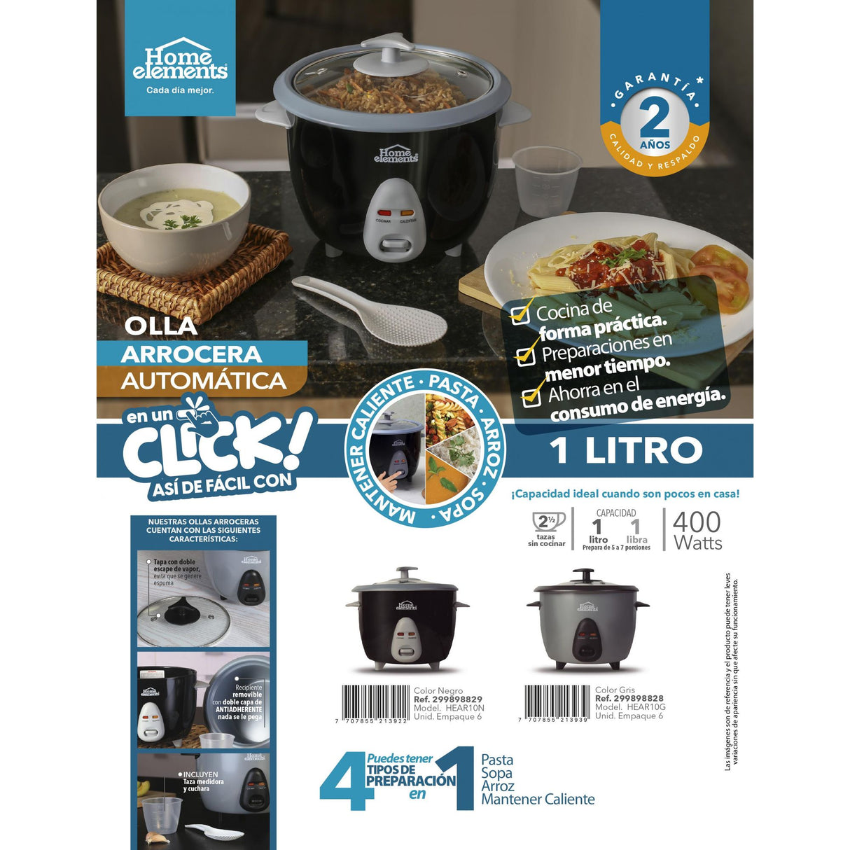 Olla Arrocera Negra 23x22cm De 1 Litro - OLLAS ARROCERAS | Bylmo