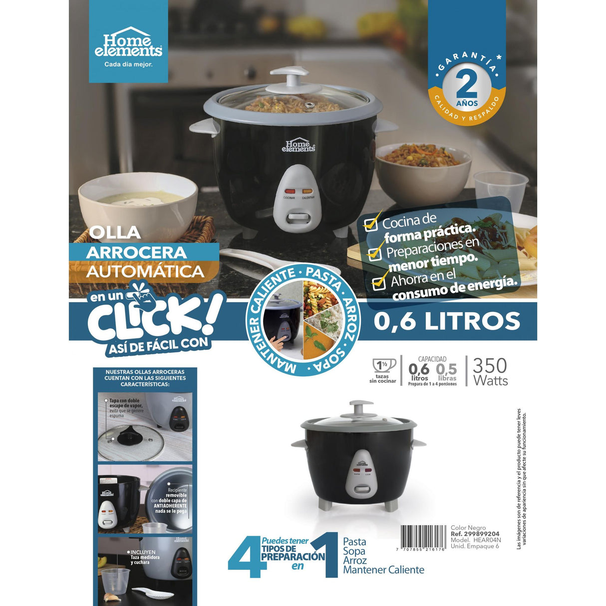 Olla Arrocera Negra 18.8x21cm De 0.6 Litros - OLLAS ARROCERAS | Bylmo