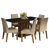 Combo Comedor y Sillas Renata Marron y Negro 160x79cm Cuadrado de Seis Puestos con Seis Sillas - COMEDORES | Bylmo