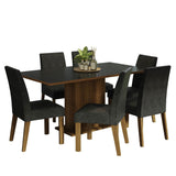 Combo Comedor y Sillas Renata Marron y Negro Oxford 160x79cm Cuadrado de Seis Puestos con Seis Sillas - COMEDORES | Bylmo