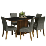 Combo Comedor y Sillas Renata Marron con Negro y Plata 160x79cm Cuadrado de Seis Puestos con Seis Sillas - COMEDORES | Bylmo