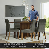 Combo Comedor y Sillas Renata Marron con Negro y Plata 160x79cm Cuadrado de Seis Puestos con Seis Sillas - COMEDORES | Bylmo
